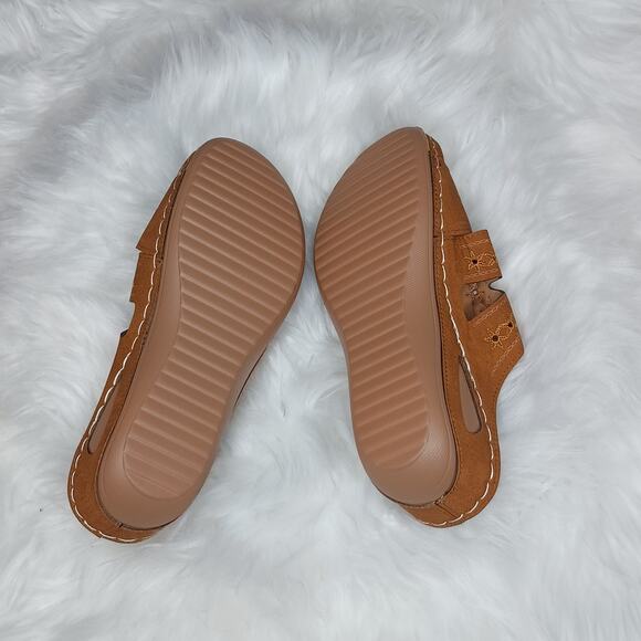 Women's Retro Round Heeled Open Toe Wedges NWT - Picture 11 of 12